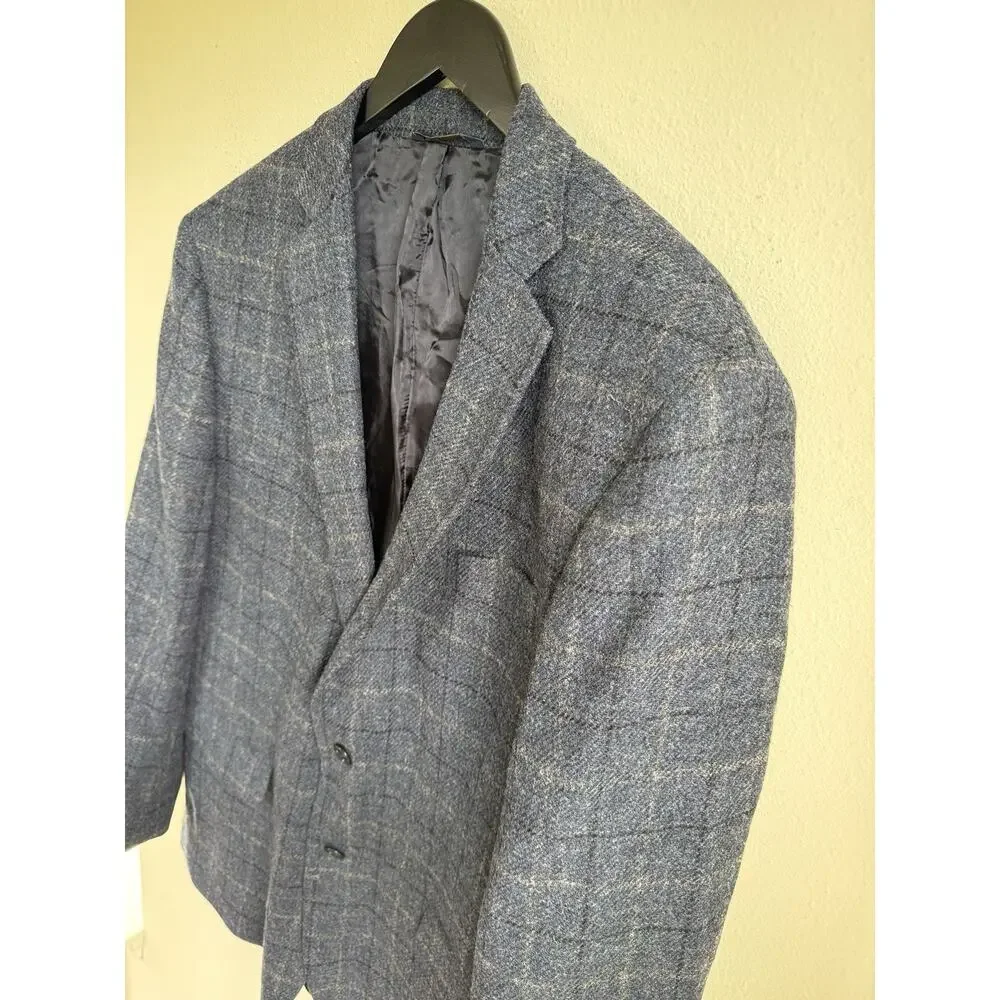 Brooks Brothers Blazer Mens 46R Navy Regent Windowpane Sport Coat